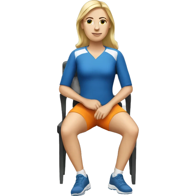 white woman in sport sitting down on a chair emoji