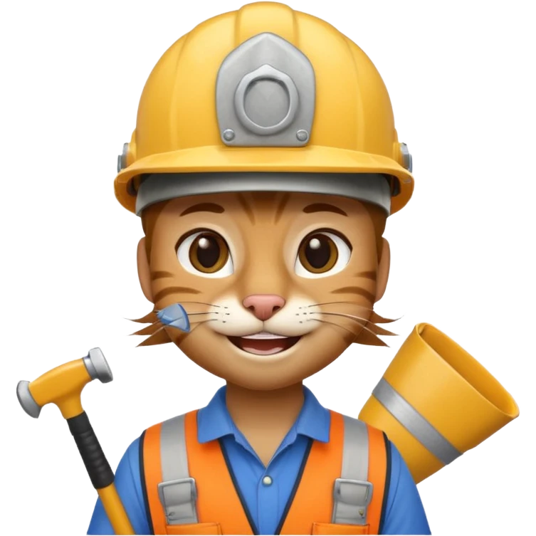 siam cat, handyman Outfit, wearing a Helmet emoji