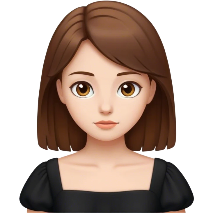 brown-haired girl in black dress head only emoji