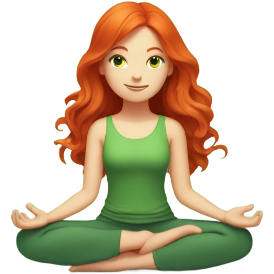 A red-haired girl with green eyes who loves magic, magic, meditation, yoga emoji