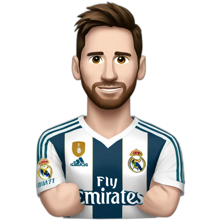 Messi with Real Madrid shirt emoji