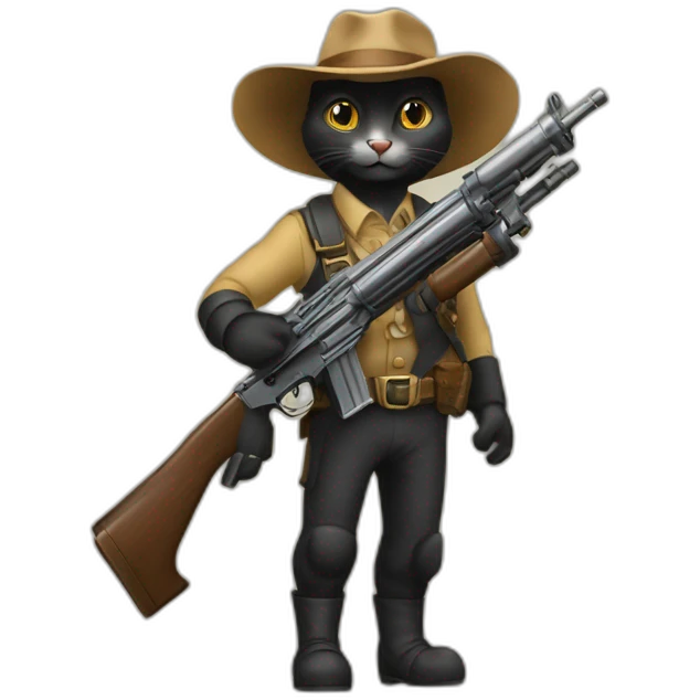gato negro with lader gun emoji