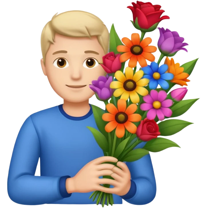 Male hand give a bogue of flowers emoji