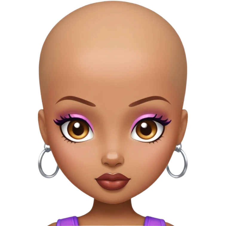 pretty bratz baddie, bald, brown skin emoji