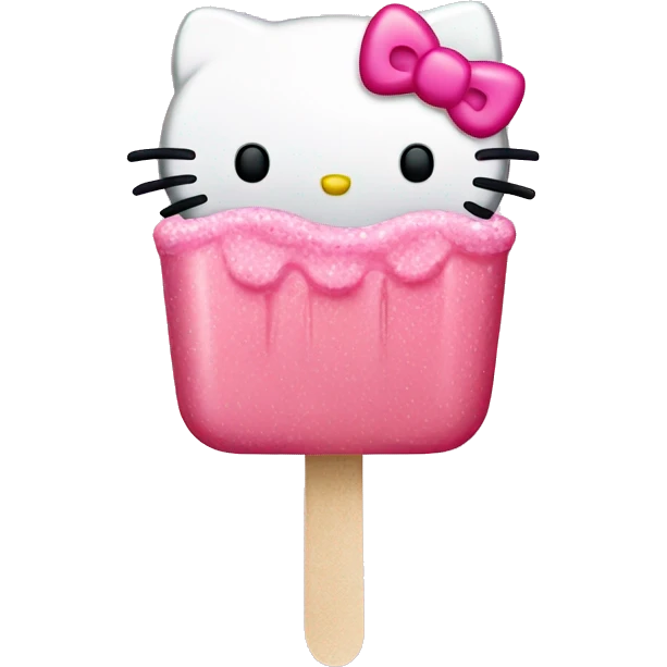 Hello kitty popsicle with pink frosting and sprinkles  emoji