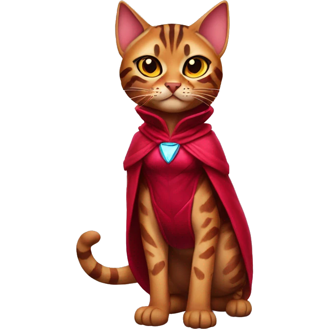 Bengal cat dressed like the scarlet witch emoji