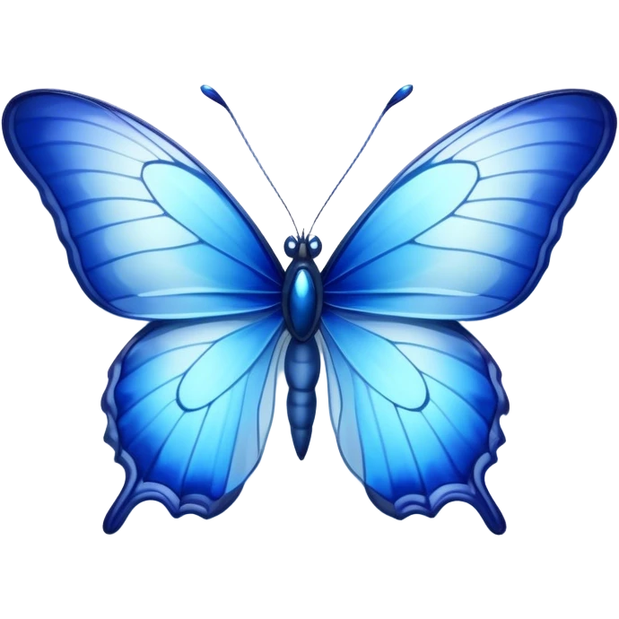 Cinematic Realistic Noble Blue Butterfly Portrait Emoji, Poised and graceful, with delicate, translucent wings rendered in vivid sapphire and indigo tones, a slender, elegant body with finely detailed textures, and gentle, reflective eyes, illuminated by soft natural light, high shine, intelligent and ethereal, styled with an air of refined natural beauty, focused and attentive, soft glowing outline, capturing the essence of a watchful and confident blue butterfly that appears to flutter out of the screen with effortless grace! emoji