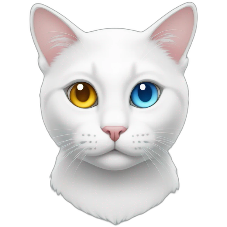 White cat With two Colors eyes emoji