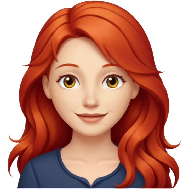 white woman with long red hair, simple and clear emoji