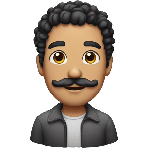 Man with short black hair and a big curly mustache emoji