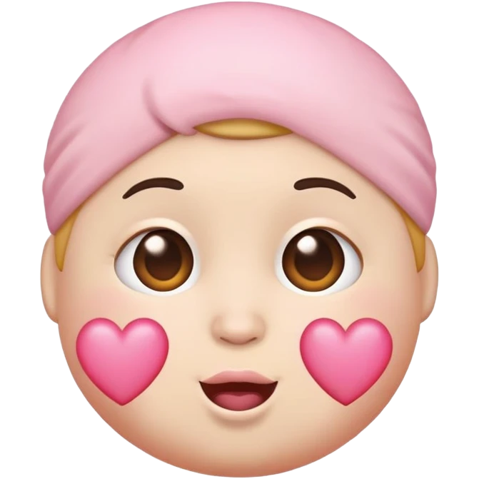 Emoji with a cute chubby face with light pink heart on the head emoji