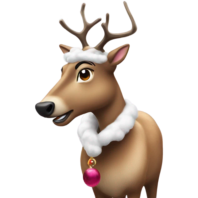 The gayest reindeer in drag sniffing snow emoji