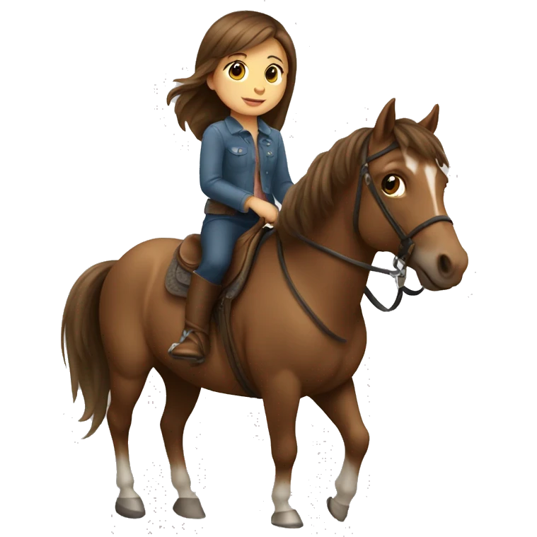 little girl with brown hair riding a horse emoji
