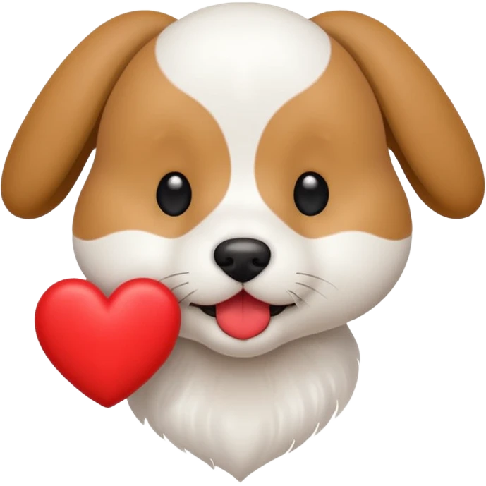 cute dog holding a red heart in its mouth, emoji style emoji