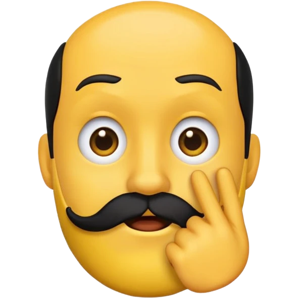 circular yellow emoji with black beard, mouth to the side, one eyebrow up, hand gesturing 'no' emoji