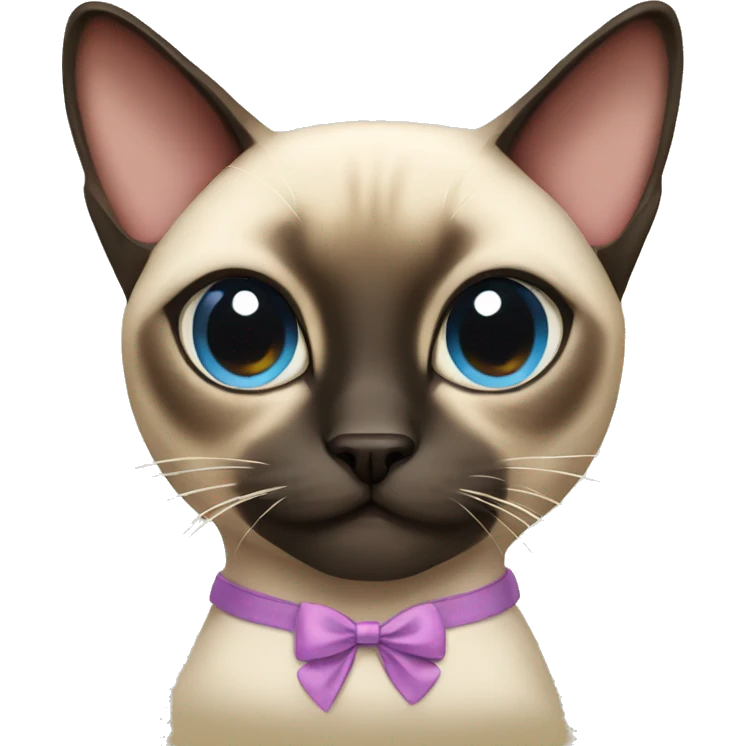 siamese cat wearing a bow emoji