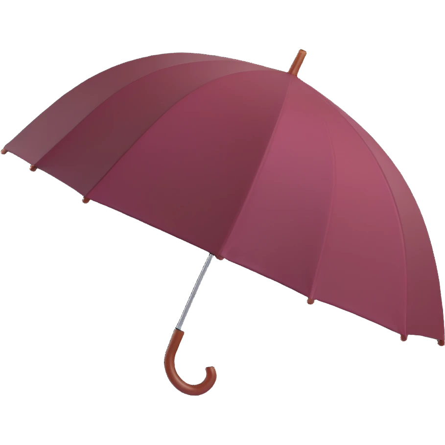 burgundy umbrella with a heart-shaped top in 3D emoji style emoji