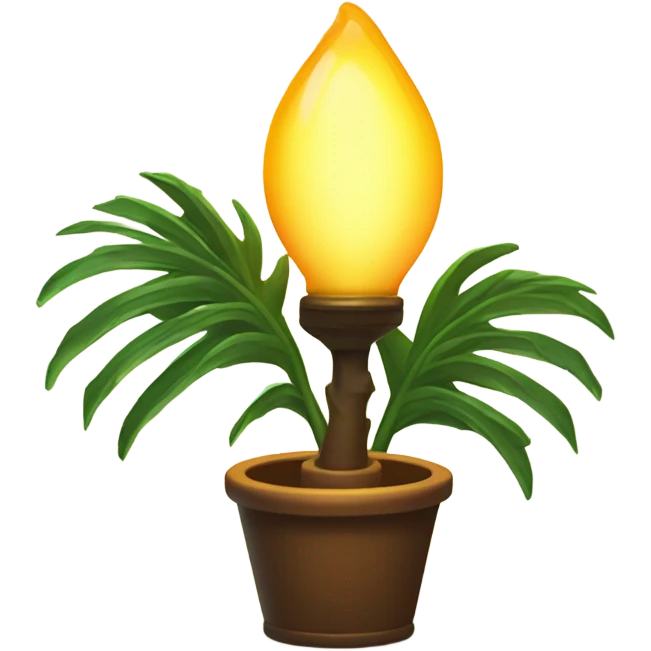 a lamp on and a palm branch emoji