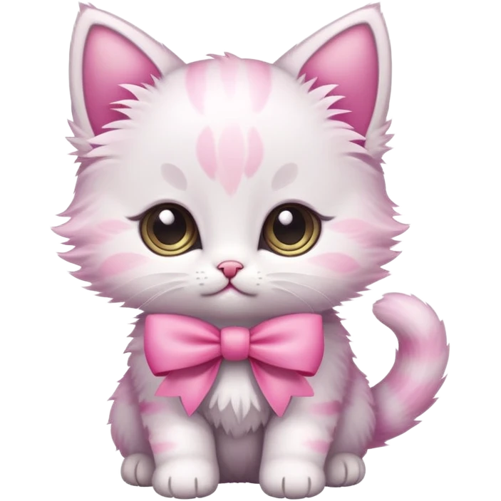 cute kitten with a pink bow emoji
