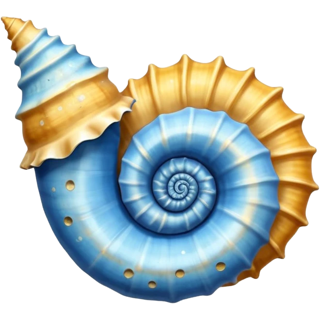 Light blue and navy blue with gold specks conch shell emoji