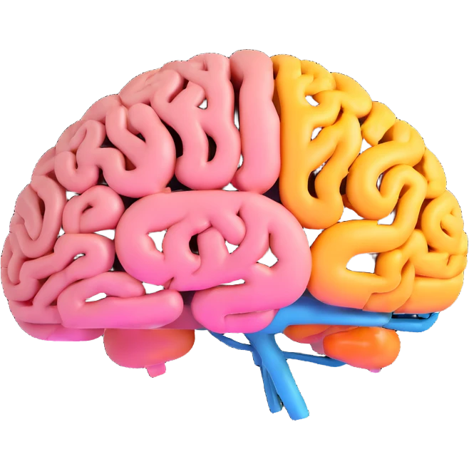 brain with connected ideas, brainstorming app logo emoji