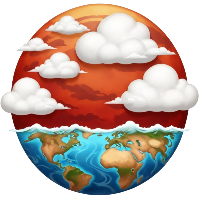 Planet Earth but ocean red land brown emoji