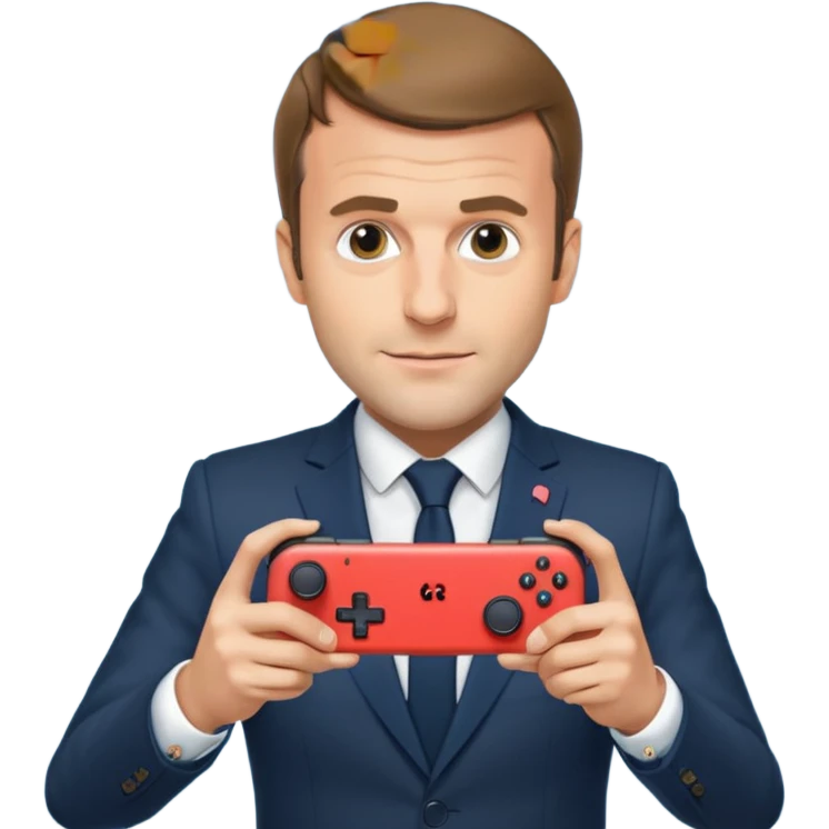 fais moi emmanuel macron avec une manete de switche dans les main emoji