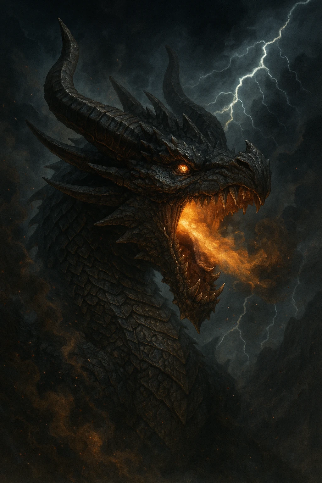 a dragon roaring, dramatic, detailed, fantasy style emoji