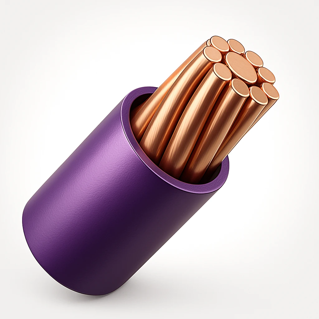 copper cable with purple insulation, detailed, icon style emoji
