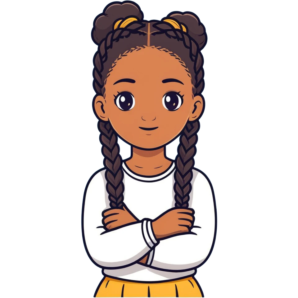 Black girl with braids crossing arms emoji