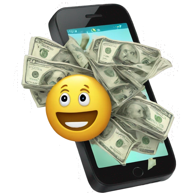 phone with money flying out of screen  emoji