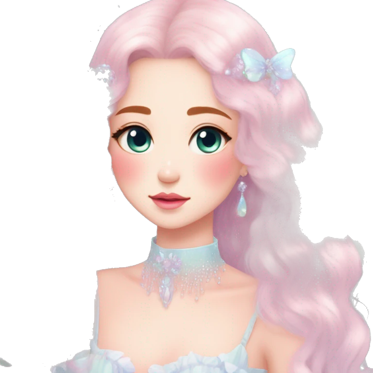 Dreamy pretty VOGUE elegant kawaii shiny blushing shy pastel lady pastelcore kawaii beautiful hair fairycore cottagecore jewels trending aesthetic emoji