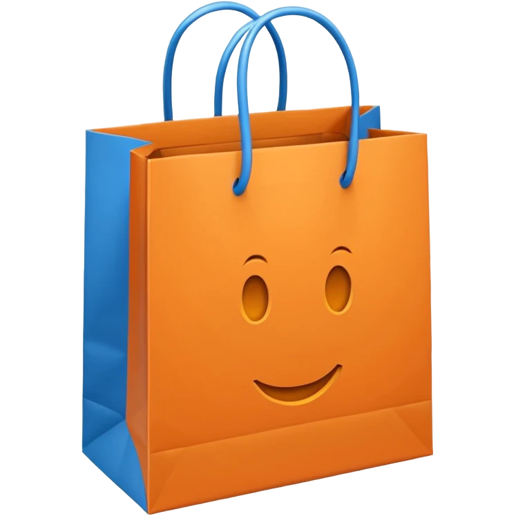 orange gift bag with thick blue handles emoji