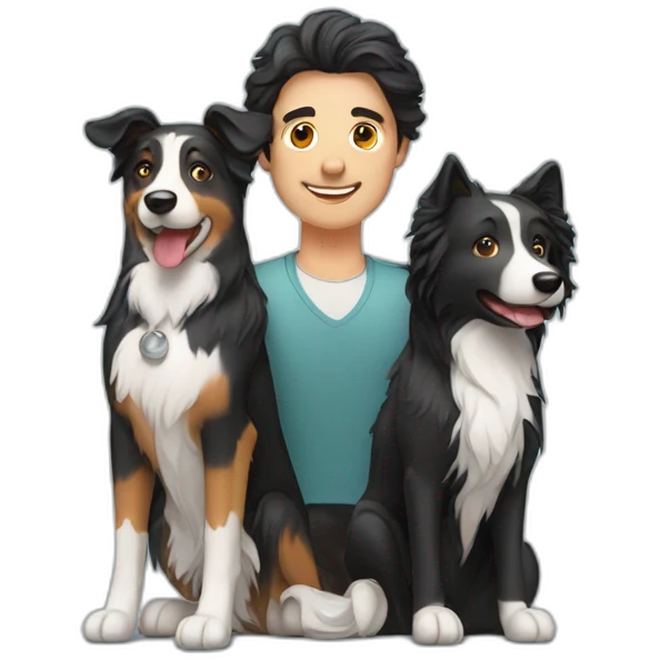 Man woman and border collie emoji