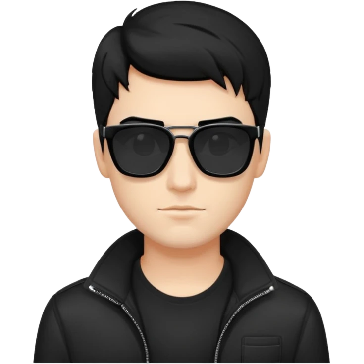 fair man with cool black hair with square dark shades emoji