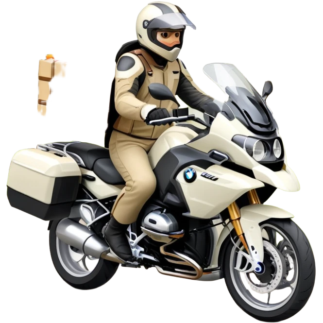 BMW RT1200 LC touring motorcycle with rider on open road in a forest with easter eggs emoji