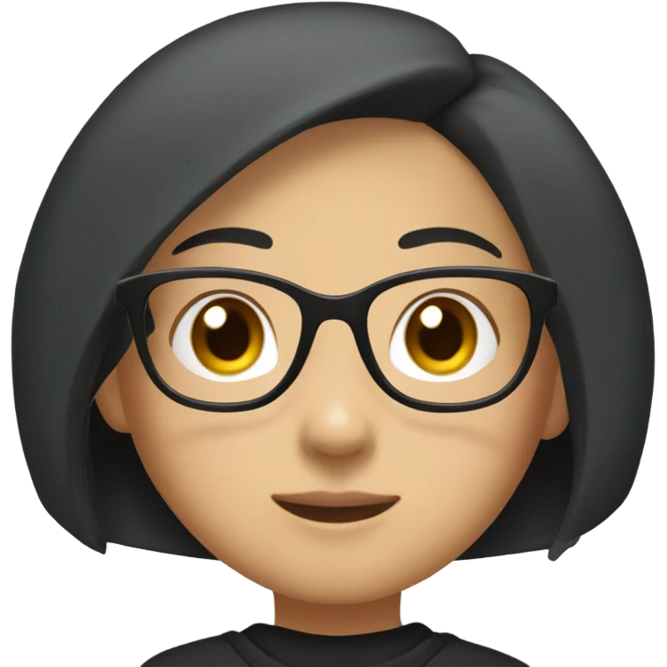 a girl of Asian appearance, with a bob in a black hoodie and glasses for vision emoji