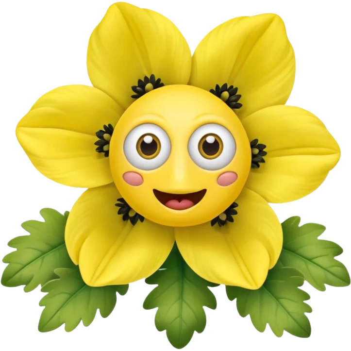 five leaved yellow anemone eyes mouth emoji