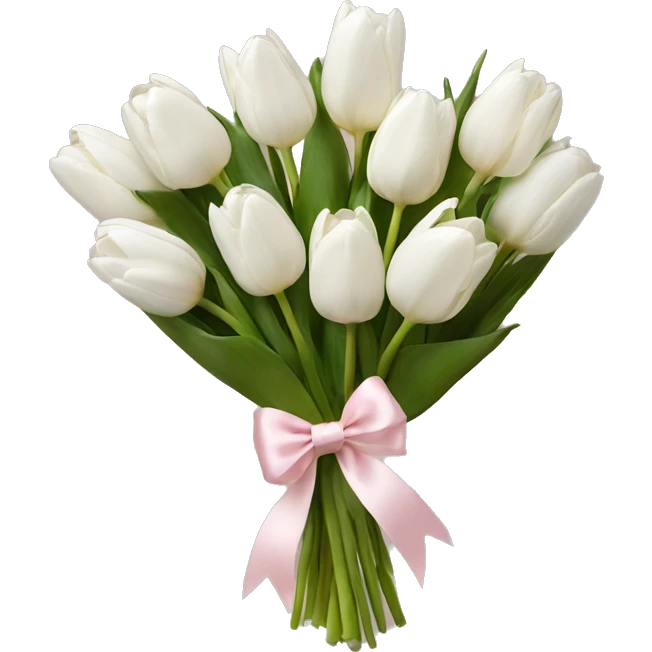 White tulips bouquet with light pink bow  emoji