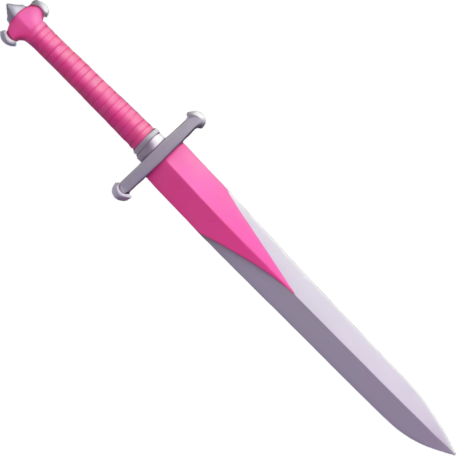 minimal 3D gothic dagger with pink accent, simple and dark emoji
