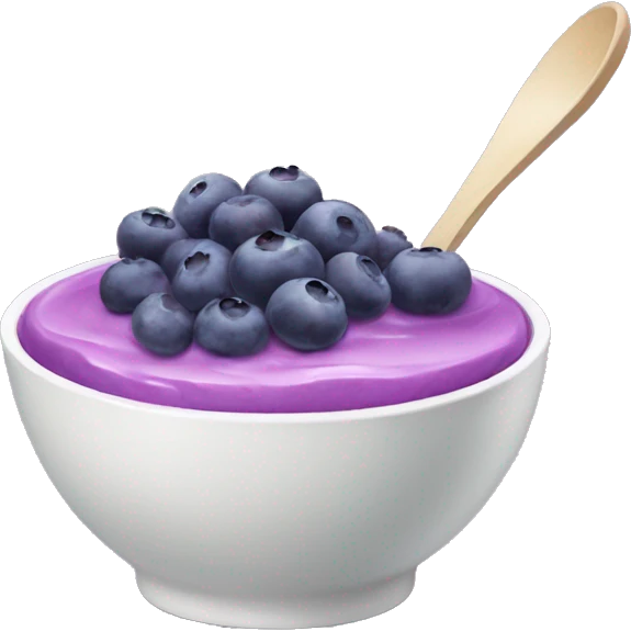 bowl with purple yogurt and blueberries emoji