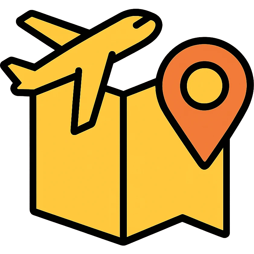 gold and black outlined icon for Travel emoji