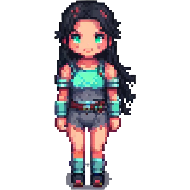 fit female character, pixel art style emoji