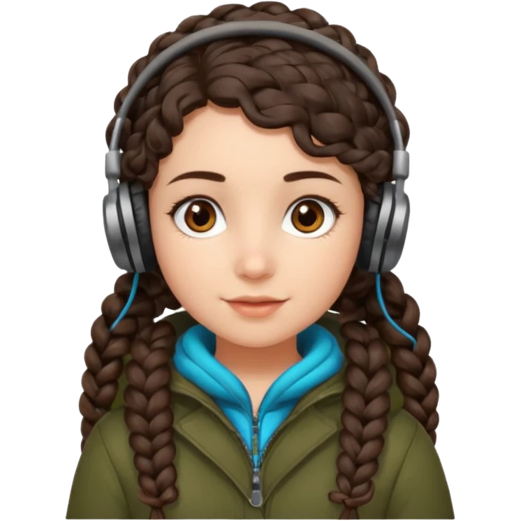 Я хочу дівчину з світлою шкірою корисним волоссям коричне вими очима і з навушниками і в теплому одязі і кучеряве не дуже у косичці  emoji