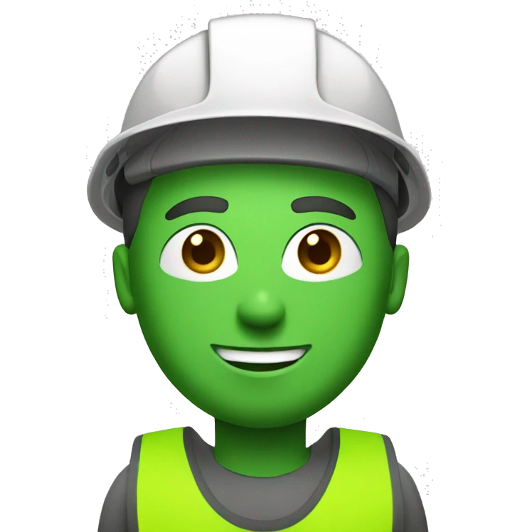 white man with construction helmet green as if ready to work emoji