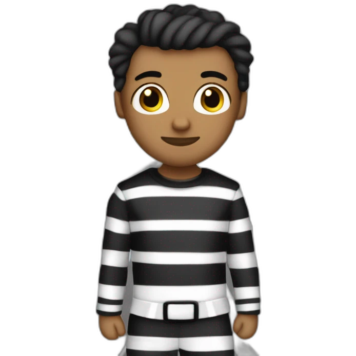 Prisionero blanco con banda negra en los ojos y vestido de rayas blancas y negras  emoji