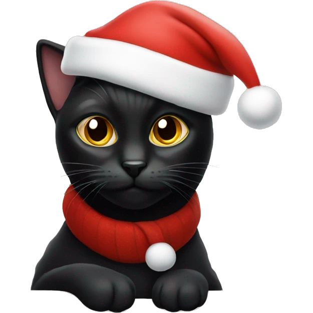 Black cat wearing Santa hat  emoji