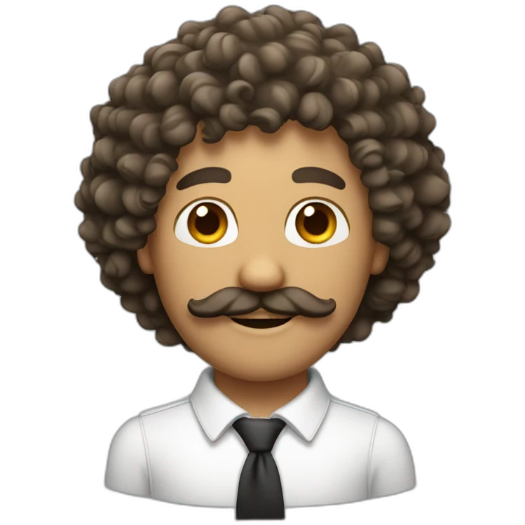 A curly hair man with moustache emoji