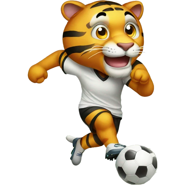 A tiger playing soccer  emoji