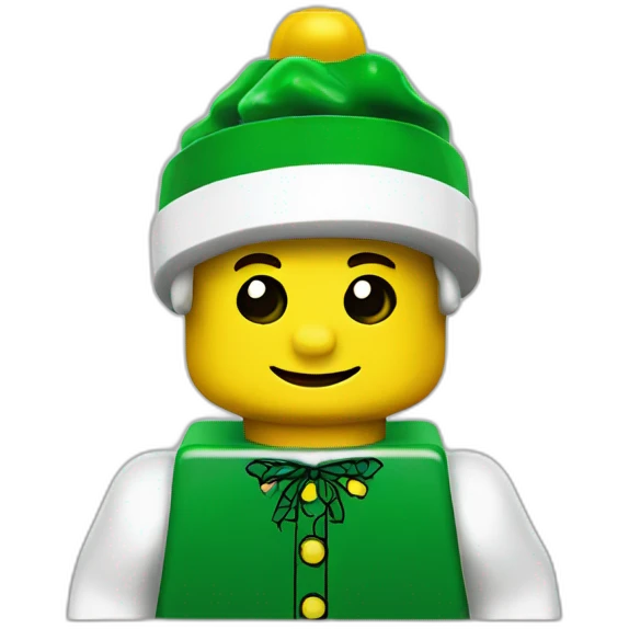 Lego with a christmas hat emoji